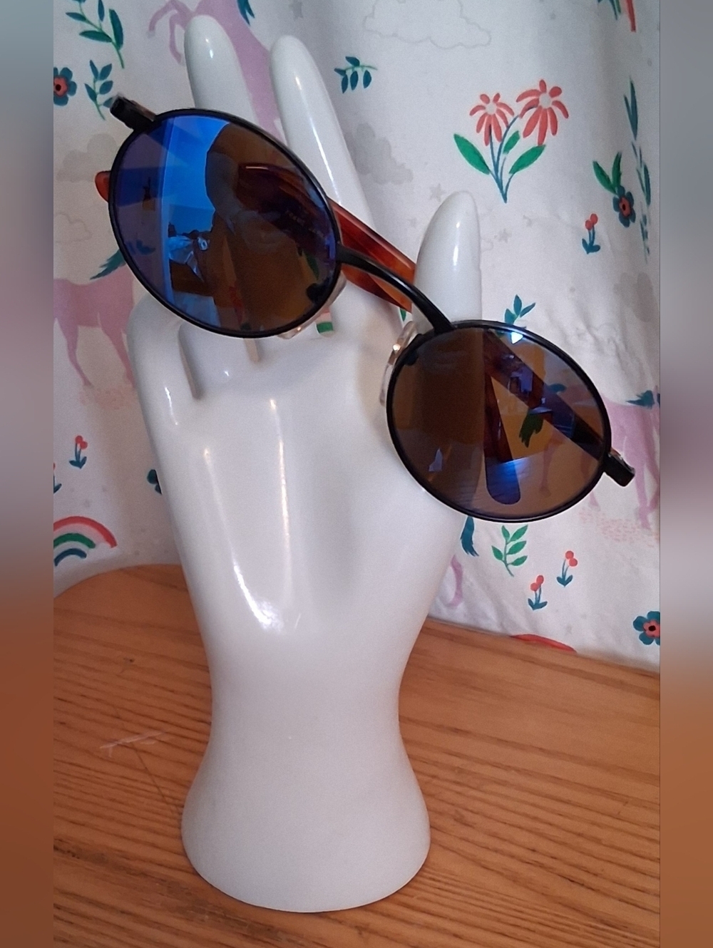 EUC Vintage 1980s Revo Japan 962/001 Oval Tortoise Blue Polarize Unisex Sunglass